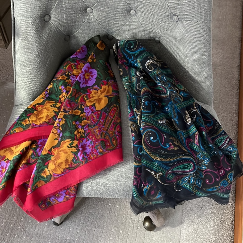Two Cotton Square Scarves